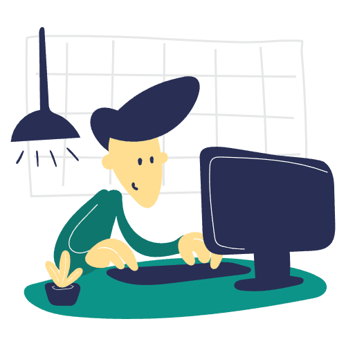 Illustration of a person working on a computer